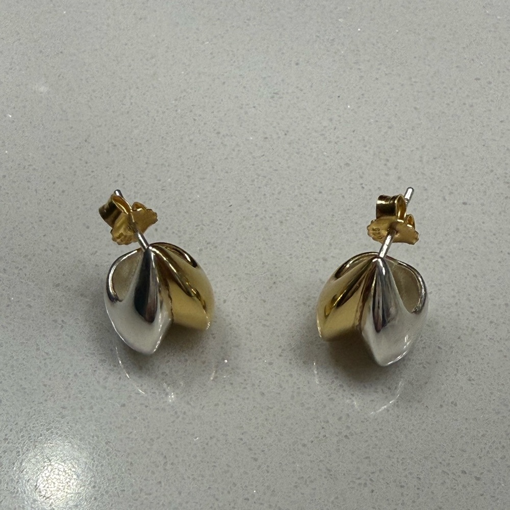 Madewell Demi-fine Two-Tone Gold and Silver Earrings NWT - Picture 4 of 4